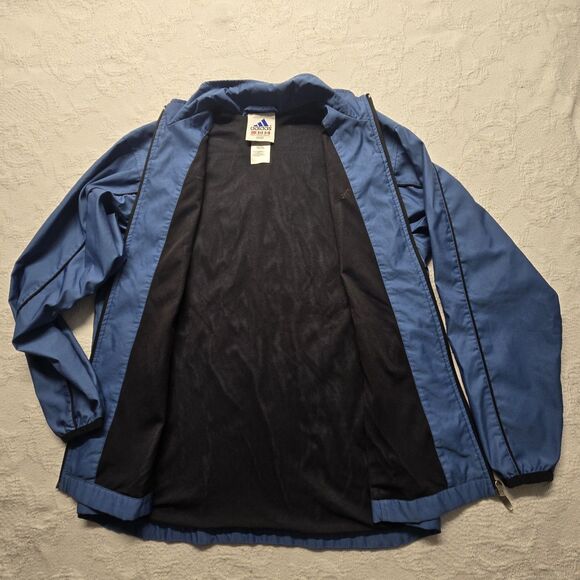Adidas Classic Blue Windbreaker Jacket Men Medium 90s Vintage Exercise Workout - Picture 1 of 7